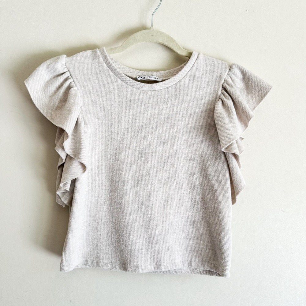 Zara Ruffled Sleeves Crop Top Size Small